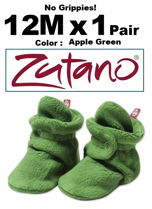 12M x 1 Pair Apple Green Zutano Baby Booties