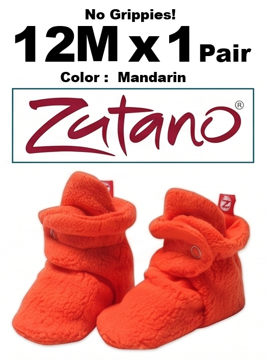 12M x 1 Pair Mandarin Orange Zutano Baby Booties