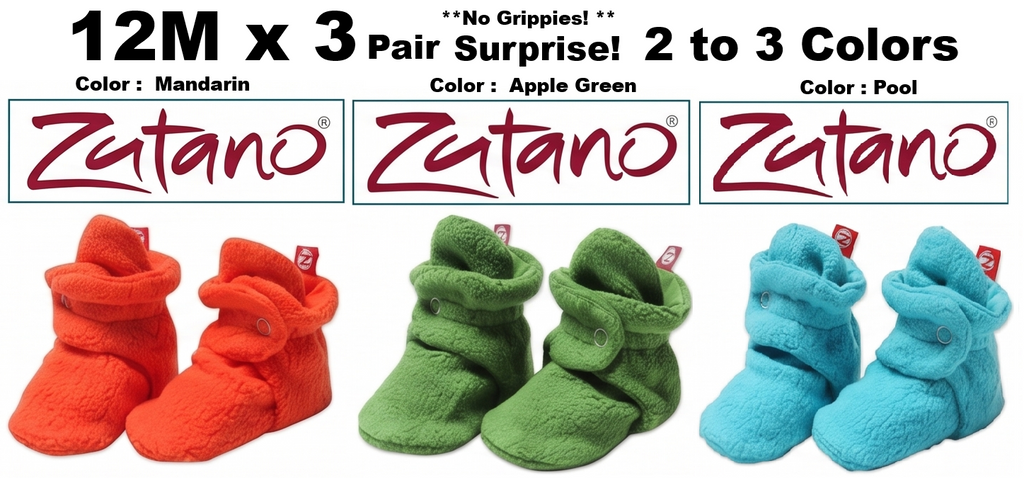 12M x 3 Pair Neutral Surprise Zutano Baby Booties