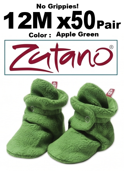 12M x 50 Pair Apple Green Reseller Special Zutano Baby Booties