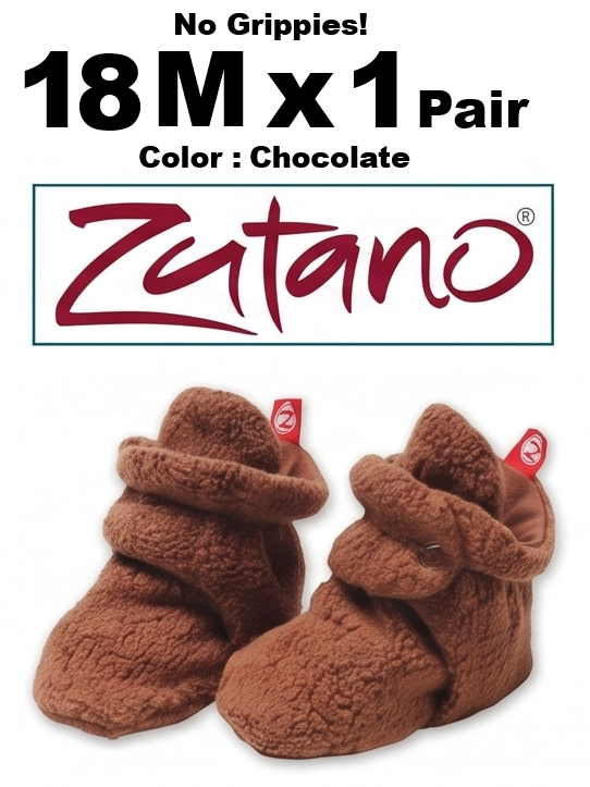 18M x 1 Pair Chocolate Brown Zutano Baby Booties