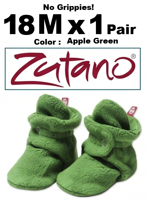18M x 1 Pair Apple Green Zutano Baby Booties