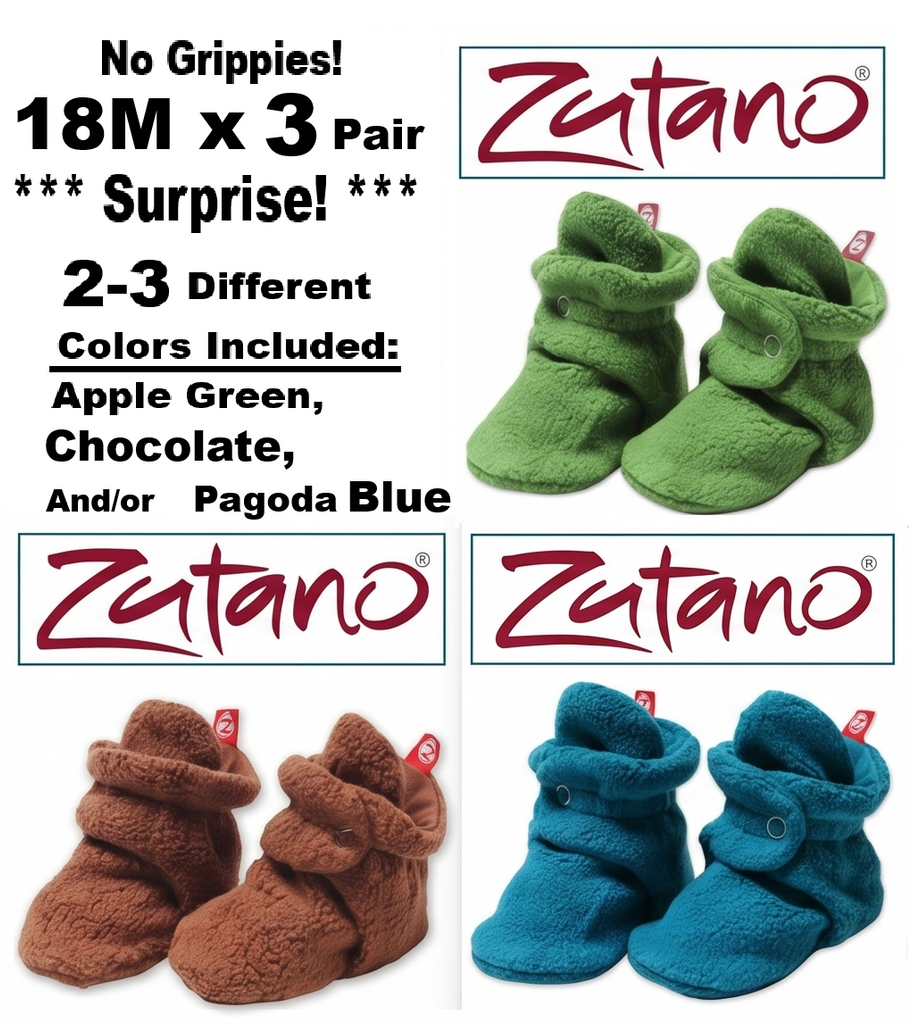 18M x 3 Pair Boys No Pink Surprise Zutano Baby Booties