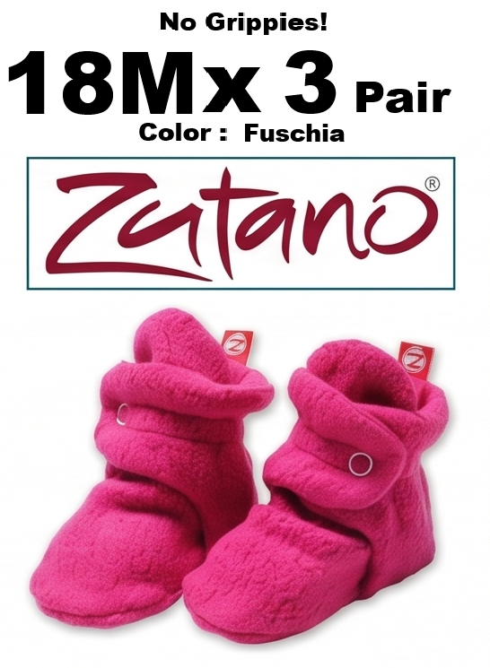 18M x 3 Pair Fuchsia Pink Zutano Baby Booties