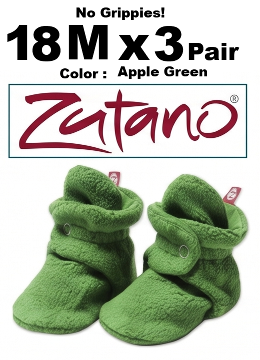18M x 3 Pair Apple Green Zutano Baby Booties
