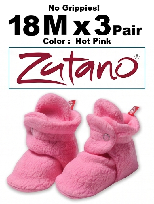 18M x 3 Pair Hot Pink Zutano Baby Booties