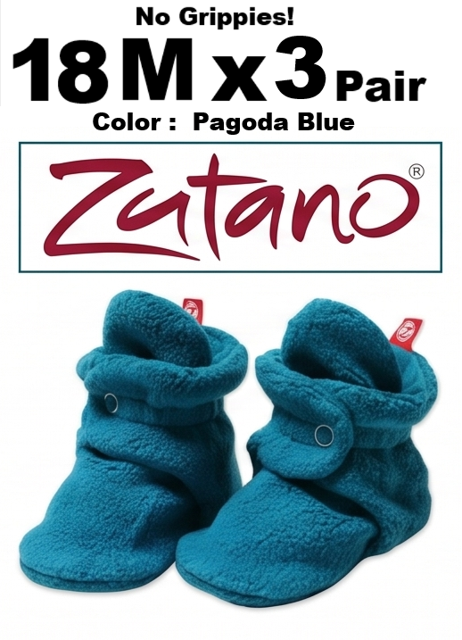18M x 3 Pair Pagoda Blue Zutano Baby Booties