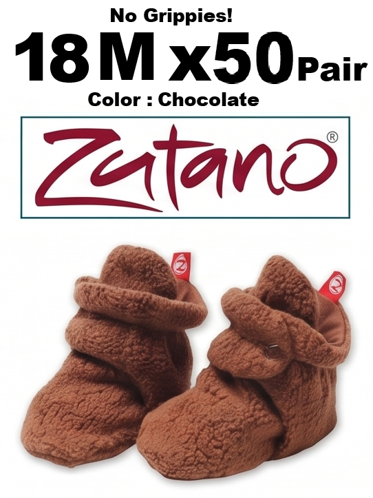 18M x 50 Pair Chocolate Reseller Special Zutano Baby Booties