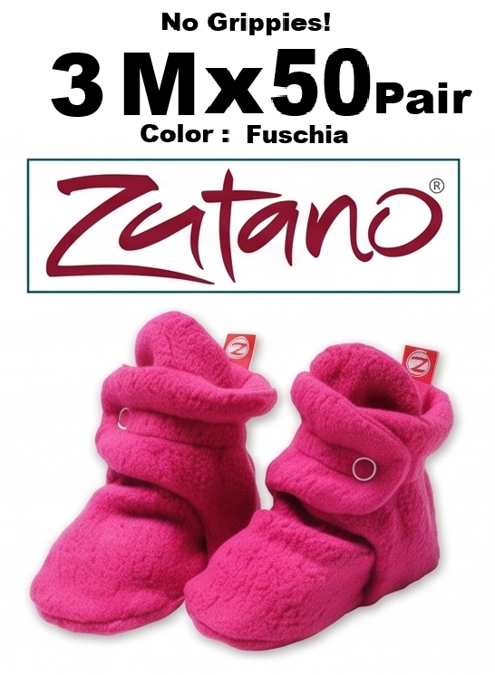3M x 50 Pair Fuchsia Reseller Special Zutano Baby Booties