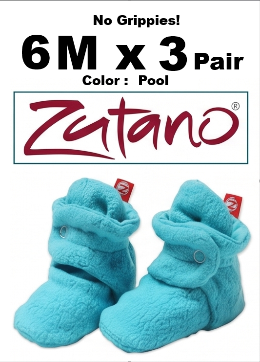 6M x 3 Pair Turquoise Pool Zutano Baby Booties