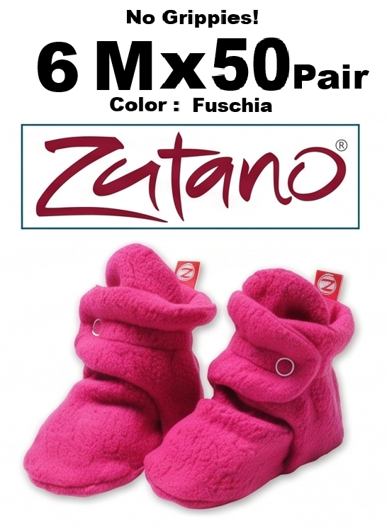6M x 50 Pair Fuchsia Reseller Special Zutano Baby Booties
